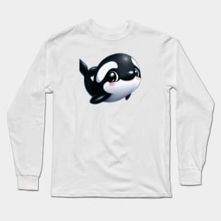 Cute Orca Drawing Long Sleeve T-Shirt